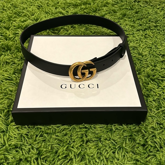 GUCCI Gold Wide Leather Belt - Picture 1 of 3